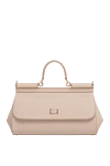 Dolce & Gabbana Women's leather bag beige - branded plate with two types of galvanic coating. calf leather. Dimensions: 13 ? 19 ? 6 cm (height ? length ? width). Handle: Top handle and removable, adjustable shoulder strap in Dauphine calfskin. Pocket: Printed textile lining, flat pocket. Closure: Front flap with double hidden magnet clasp. Country of manufacture: Italy. Care: specialized cleaning - photo 1