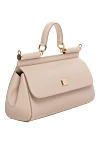 Dolce & Gabbana Women's leather bag beige - branded plate with two types of galvanic coating. calf leather. Dimensions: 13 ? 19 ? 6 cm (height ? length ? width). Handle: Top handle and removable, adjustable shoulder strap in Dauphine calfskin. Pocket: Printed textile lining, flat pocket. Closure: Front flap with double hidden magnet clasp. Country of manufacture: Italy. Care: specialized cleaning - photo 3