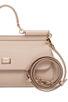 Dolce & Gabbana Women's leather bag beige - branded plate with two types of galvanic coating. calf leather. Dimensions: 13 ? 19 ? 6 cm (height ? length ? width). Handle: Top handle and removable, adjustable shoulder strap in Dauphine calfskin. Pocket: Printed textile lining, flat pocket. Closure: Front flap with double hidden magnet clasp. Country of manufacture: Italy. Care: specialized cleaning - photo 5