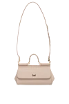 Women's leather bag beige Dolce & Gabbana - branded plate with two types of galvanic coating. calf leather. Dimensions: 13 ? 19 ? 6 cm (height ? length ? width). Handle: Top handle and removable, adjustable shoulder strap in Dauphine calfskin. Pocket: Printed textile lining, flat pocket. Closure: Front flap with double hidden magnet clasp. Country of manufacture: Italy. Care: specialized cleaning - photo 6