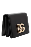 Dolce & Gabbana Black calfskin bag for women - front flap with DG logo. calf leather. Dimensions: 14 ? 17.5 ? 6 cm. Strap: Detachable and adjustable glossy calfskin strap. two accordion pockets and two card slots. double hidden magnet. Country of manufacture: Italy. Care: specialized cleaning - photo 3