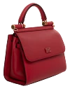 Dolce & Gabbana Women's genuine leather bag red - branded plate with two types of galvanic coating. 100% genuine leather. Handle: Handle and detachable adjustable shoulder strap. inside pocket. hidden magnet. Country of manufacture: Italy. Care: specialized cleaning - photo 3