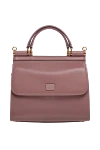 Dolce & Gabbana Women's genuine leather bag pink - branded plate with two types of galvanic coating. 100% genuine leather. Handle: Handle and detachable adjustable shoulder strap. inside pocket. hidden magnet. Country of manufacture: Italy. Care: specialized cleaning - photo 1