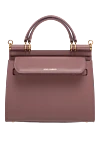 Women's genuine leather bag pink Dolce & Gabbana - branded plate with two types of galvanic coating. 100% genuine leather. Handle: Handle and detachable adjustable shoulder strap. inside pocket. hidden magnet. Country of manufacture: Italy. Care: specialized cleaning - photo 4