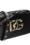 Dolce & Gabbana Сумка із телячої шкіри жіноча чорна - логотип DG. 100% шкіра теляча. Розміри: 12 x 19 x 5,5 см. Ремінь: регульований плечовий ремінь із телячої шкіри з люверсами з металу з гальванічною позолотою. плоска кишеня з телячої шкіри на задній стінці, кишеня на блискавці та плоска кишеня. блискавка з фірмовим бігунком. Країна виробник: Італія. Догляд: спеціалізоване чищення - фото 5