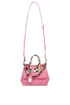 Women's genuine leather bag pink Dolce & Gabbana - Silk scarf with floral print and chain straps, leather tag with logo.. 85% genuine leather, 15% silk. Size: 23x10x16.5 cm.. Shoulder strap length: 115 cm.. Length of the handle: 34 cm.. Main compartment. Internal card slot. Country of manufacture: Italy. Care: specialized cleaning - photo 6