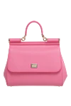 Dolce & Gabbana Women's calfskin bag pink - branded plate with two types of galvanic coating. calf leather. Dimensions: 13 ? 19 ? 6 cm (height ? length ? width). Handle: Top handle and removable, adjustable shoulder strap in Dauphine calfskin. Pocket: Printed textile lining, flat pocket. Closure: Front flap with double hidden magnet clasp. Country of manufacture: Italy. Care: specialized cleaning - photo 1