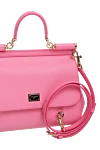 Dolce & Gabbana Women's calfskin bag pink - branded plate with two types of galvanic coating. calf leather. Dimensions: 13 ? 19 ? 6 cm (height ? length ? width). Handle: Top handle and removable, adjustable shoulder strap in Dauphine calfskin. Pocket: Printed textile lining, flat pocket. Closure: Front flap with double hidden magnet clasp. Country of manufacture: Italy. Care: specialized cleaning - photo 5