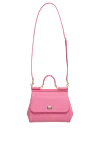 Women's calfskin bag pink Dolce & Gabbana - branded plate with two types of galvanic coating. calf leather. Dimensions: 13 ? 19 ? 6 cm (height ? length ? width). Handle: Top handle and removable, adjustable shoulder strap in Dauphine calfskin. Pocket: Printed textile lining, flat pocket. Closure: Front flap with double hidden magnet clasp. Country of manufacture: Italy. Care: specialized cleaning - photo 6