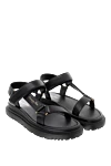 Dior Women's black leather sandals - logo. 100% genuine lamb leather. Closure: Velcro. Country of manufacture: Italy. Care: specialized cleaning - photo 3