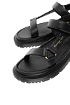 Dior Women's black leather sandals - logo. 100% genuine lamb leather. Closure: Velcro. Country of manufacture: Italy. Care: specialized cleaning - photo 5