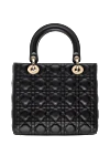 Сумка из кожи женская черная Dior - стеганая текстура, логотип . 100% кожа ягненка . внутренний карман на молнии, накладной карман. Страна производитель: Франция. Уход: специализированная чистка - фото 4