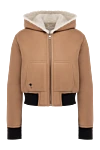 Dior Beige leather and fur jacket for women - contrasting cuffs. hood. 100% genuine leather. Closure: zipper. two side pockets. Insulation: natural fur. Country of manufacture: Italy. Care: specialized cleaning - photo 1