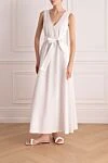 White cotton dress P.A.R.O.S.H. - 100%cotton. zipper, belt. Country of manufacture: Italy. Care: specialized cleaning - photo 2