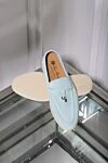 Women's blue nubuck loafers Loro Piana - contrast sole, pendant. 100% nubuck. Country of manufacture: Italy. Care: specialized cleaning - photo 6