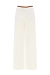 Loro Piana White linen trousers for women - decorative stripes on the belt and pockets. 100% linen. Closure: button, zipper. two side pockets, two back pockets. Country of manufacture: Italy. Care: specialized cleaning - photo 1