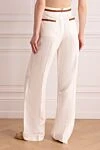White linen trousers for women Loro Piana - decorative stripes on the belt and pockets. 100% linen. Closure: button, zipper. two side pockets, two back pockets. Country of manufacture: Italy. Care: specialized cleaning - photo 4