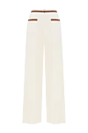 White linen trousers for women Loro Piana - decorative stripes on the belt and pockets. 100% linen. Closure: button, zipper. two side pockets, two back pockets. Country of manufacture: Italy. Care: specialized cleaning - photo 6