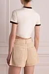 Women's beige cotton and polyamide T-shirt Miu Miu - logo, contrast edging on collar and sleeves. 93% viscose, 7% polyamide. Country of manufacture: Italy. Care: specialized cleaning - photo 4