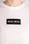 Miu Miu T-shirt made of cotton and polyester white for women - brand logo. cotton, polyester. Country of manufacture: Italy. Care: specialized cleaning - photo 5