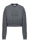 Miu Miu Sweatshirt made of cotton for women gray - logo. Composition:100% cotton. Country of manufacture: Italy. Care: specialized cleaning - photo 1