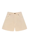 Miu Miu Cotton shorts for women beige - logo. 100% cotton. buckle. two back pockets, two side pockets. Country of manufacture: Italy. Care: specialized cleaning - photo 1