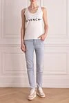 Women's white cotton and elastane T-shirt Givenchy - logo. 90% cotton, 10% elastane. Country of manufacture: Italy. Care: specialized cleaning - photo 2