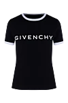 Givenchy Футболка з бавовни та еластану жіноча чорна - логотип, контрастна окантовка коміра та рукавів. 90% бавовна, 10% еластан. Країна виробник: Італія. Догляд: спеціалізоване чищення - фото 1