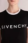 Givenchy Футболка из хлопка и эластана женская черная - логотип, контрастная окантовка воротника и рукавов. 90% хлопок, 10% эластан. Страна производитель: Франция. Уход: специализированная чистка - фото 5