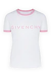 Givenchy T-shirt made of cotton and elastane for women white - logo, contrast edging on collar and sleeves. 90% cotton, 10% elastane. Country of manufacture: Italy. Care: specialized cleaning - photo 1