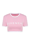 Givenchy Футболка из хлопка и эластана женская розовая розовая - логотип, контрастная окантовка воротника и рукавов. 90% хлопок, 10% эластан. Страна производитель: Франция. Уход: специализированная чистка - фото 1