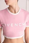 Givenchy Футболка из хлопка и эластана женская розовая розовая - логотип, контрастная окантовка воротника и рукавов. 90% хлопок, 10% эластан. Страна производитель: Франция. Уход: специализированная чистка - фото 5