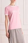 Givenchy T-shirt made of cotton and elastane for women pink - logo, contrast edging on collar and sleeves. 90% cotton, 10% elastane. Country of manufacture: Italy. Care: specialized cleaning - photo 3