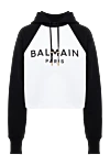 Balmain Hoodie made of cotton for women white - logo. hood. Composition:100% cotton. Closure: drawstring. Country of manufacture: Italy. Care: specialized cleaning - photo 1