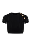 Balmain Women's black top - 3 decorative metal buttons Signature Lion in gold color.. 39% cotton, 39% modal, 12% elastane, 10% polyamide. Country of manufacture: Italy. Care: specialized cleaning - photo 1