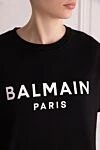 Balmain Худі з бавовни жіноче біле - Контрастний принт із логотипом Balmain Paris спереду.. капюшон. 100% бавовна. куліска. Країна виробник: Італія. Догляд: спеціалізоване чищення - фото 5