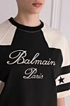 Balmain Футболка з бавовни жіноча бежева - Контрастний принт із зірками Balmain спереду. 100% бавовна. Країна виробник: Франция. Догляд: спеціалізоване чищення - фото 5