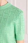 Balmain Viscose and polyester jumper for women green - monogram. 84% viscose, 16% polyester. Country of manufacture: Italy. Care: specialized cleaning - photo 5