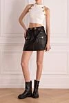 Black leather skirt for women Balmain - Gold-tone metal 