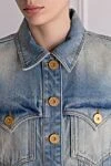 Balmain Women's blue denim jacket made of cotton - 100% cotton. Fastener: buttons. two chest pockets with flaps. Country of manufacture: Italy. Care: specialized cleaning - photo 5