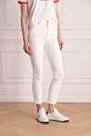 Balmain Women's white cotton jeans - 100% cotton. zipper, button. two side pockets, two back pockets. Country of manufacture: Italy. Care: specialized cleaning - photo 3