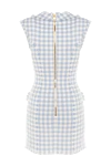 Balmain Blue cotton and polyamide dress - checkered pattern, large buttons. 90% cotton, 10% polyamide. Closure: buttons. two side pockets. Country of manufacture: Italy. Care: specialized cleaning - photo 7