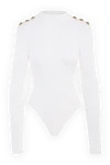 Balmain Top made of viscose and polyester for women white - diamond pattern, large buttons. 83% viscose, 17% polyester. Country of manufacture: Italy. Care: specialized cleaning - photo 1