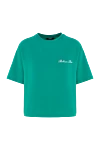 Balmain Women's T-shirt green - logo. 100% cotton. Country of manufacture: Italy. Care: specialized cleaning - photo 1