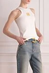 Balmain Women's white T-shirt - logo. 39% cotton, 39% modal 12% elastane. Country of manufacture: Italy. Care: specialized cleaning - photo 3