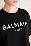 Balmain Футболка из хлопка женская черная - логотип. 100% хлопок. Страна производитель: Франция. Уход: специализированная чистка - фото 5