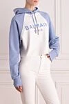 Balmain Hoodie made of cotton for women white - logo. hood. 100% cotton. Closure: drawstring. Country of manufacture: Italy. Care: specialized cleaning - photo 3