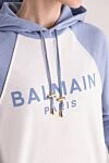 Balmain Hoodie made of cotton for women white - logo. hood. 100% cotton. Closure: drawstring. Country of manufacture: Italy. Care: specialized cleaning - photo 5