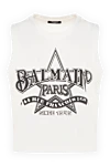 Balmain T-shirt for women white - logo,. 100% cotton. Country of manufacture: Italy. Care: specialized cleaning - photo 1