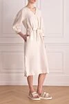 Peserico Beige linen dress for women - 100% linen. zipper, belt. Country of manufacture: Italy. Care: specialized cleaning - photo 3